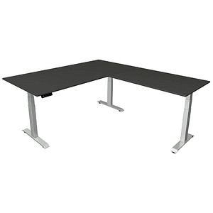 Kerkmann Move 4 elektrisch höhenverstellbarer Schreibtisch anthrazit rechteckig, T-Fuß-Gestell silber 200,0 x 220,0 cm