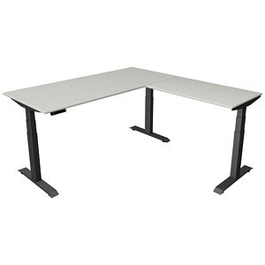 Kerkmann Move 4 elektrisch höhenverstellbarer Schreibtisch lichtgrau rechteckig, T-Fuß-Gestell grau 180,0 x 180,0 cm