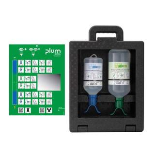 Augenspülstation/Augenspülbox "Plum iBox" | 1 Box inklusive 200 ml Plum Eyewash pH Neutral 4,9% Phosphate und 500 ml Plum Eyewash 0,9% Sodium Chloride