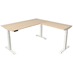 Kerkmann Move 4 elektrisch höhenverstellbarer Schreibtisch ahorn rechteckig, T-Fuß-Gestell weiß 180,0 x 180,0 cm