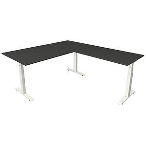 Kerkmann Move 4 elektrisch höhenverstellbarer Schreibtisch anthrazit rechteckig, T-Fuß-Gestell weiß 200,0 x 220,0 cm