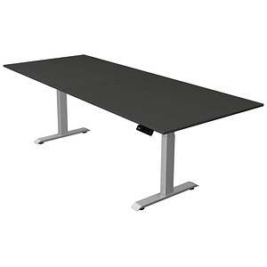 Kerkmann Move 4 elektrisch höhenverstellbarer Schreibtisch anthrazit rechteckig, T-Fuß-Gestell silber 250,0 x 100,0 cm