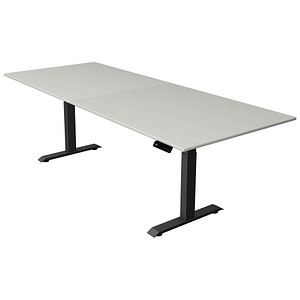 Kerkmann Move 4 elektrisch höhenverstellbarer Schreibtisch lichtgrau rechteckig, T-Fuß-Gestell grau 250,0 x 100,0 cm