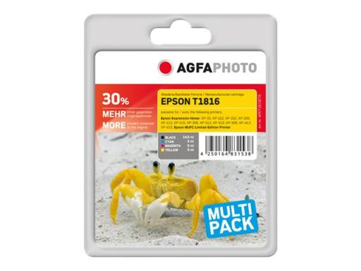 AGFAPHOTO 4er Pack Schwarz, Gelb, Cyan, Magenta wiederaufbereitet Tintenpatrone
