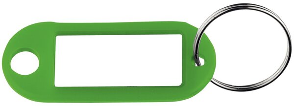 Schlüsselanhänger, dunkelgrün mit beschriftbaren Etiketten