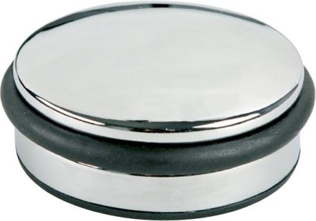 Türstopper, chrom, flach mit Gummiring, Maße: H x Ø ca. 4 x 10cm