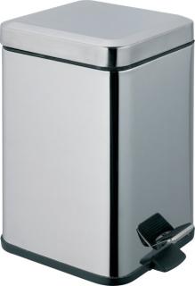 Abfalltretsammler, 12l, Metall, verchromt, eckige Form
