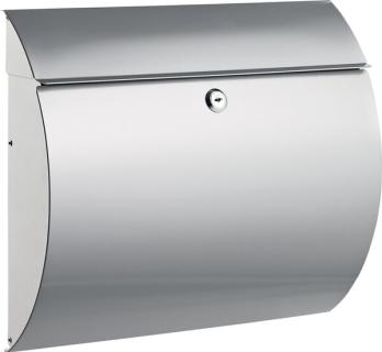 Briefkasten Stahl lackiert silber, gerundete Form, Maße:37,5x33x12 cm