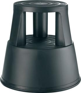 Rollhocker, schwarz, mit 3 Gleitrollen rutschfester Gummibezug, zusammen-