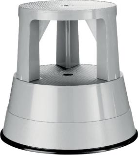 Rollhocker, lichtgrau, mit 3 Gleit- rollen, rutschfester Gummibezug,