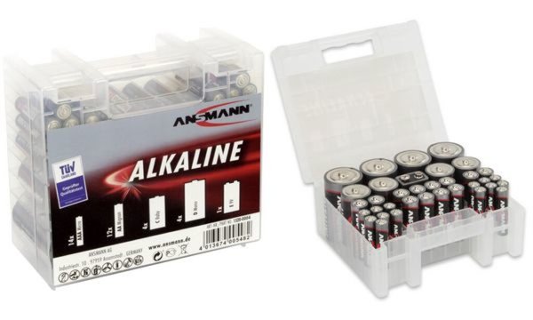 ANSMANN 35er-Vorratsbatteriebox, 14 x Micro-AAA, 12 x Mignon-AA, 4 x Baby-C, 4 