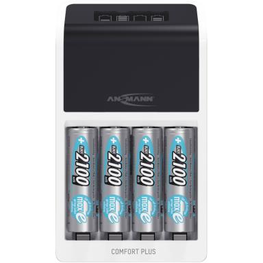ANSMANN Comfort Plus Rundzellen-Ladegerät inkl. Akkus NiMH Micro (AAA), Mignon 