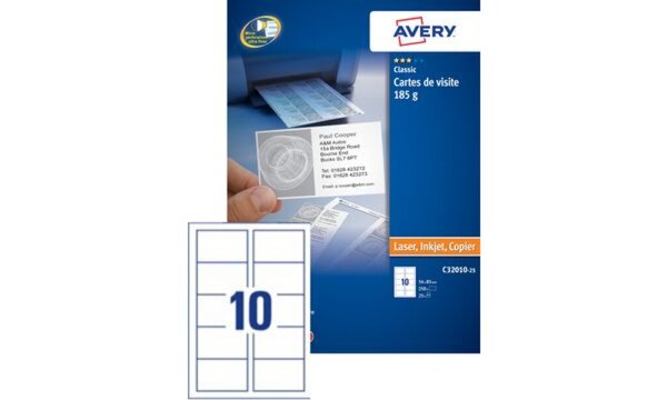AVERY Cartes de visite Quick&Clean, 185 g/m2, blanc mat (72132010)