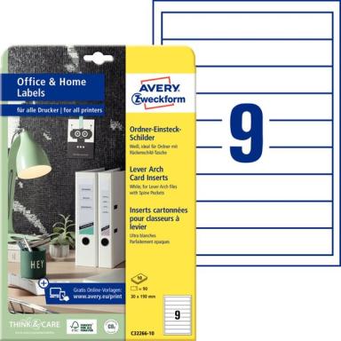 AVERY ZWECKFORM 10 Einsteck-Rueckenschilder weiß fuer 4.5 cm (C32266-10)