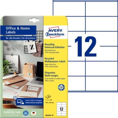 AVERY ZWECKFORM 120 Etiketten LR3424-10 weiß 105.0 x 48.0 mm (LR3424-10)