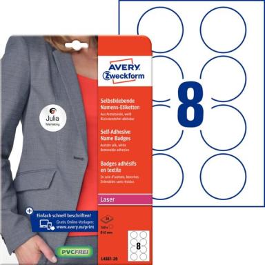 AVERY ZWECKFORM 160 Namensetiketten L4881-20 weiß 65,0 x 65,0 mm (L4881-20)