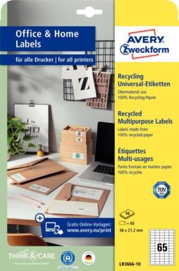 AVERY ZWECKFORM 650 Etiketten LR3666-10 weiß 38.0 x 21.2 mm (LR3666-10)