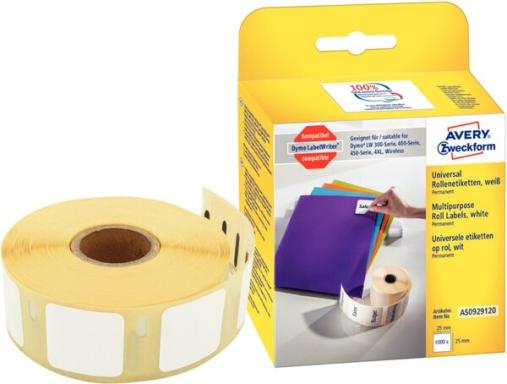 AVERY ZWECKFORM Avery-Zweckform AS0929120 Etiketten 25 x 25 mm Papier Weiß 1000
