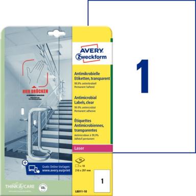 AVERY ZWECKFORM Avery-Zweckform L8011-10 Antimikrobielle Etiketten 210 x 297 mm
