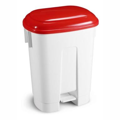 Abfallbehälter, Treteimer 60 Liter "Derby" | rot <br>mit rotem Deckel zur besseren Mülltrennung, passender Müllbeutel 66041