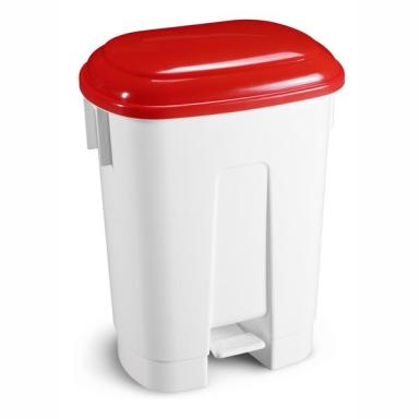 Abfallbehälter, Treteimer 60 Liter "Derby" | rot mit rotem Deckel zur besseren Mülltrennung, passender Müllbeutel 66041