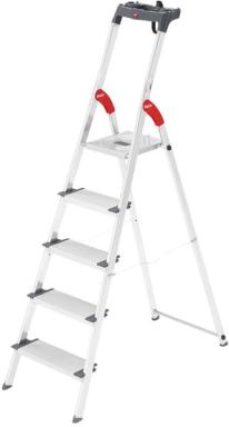 Alu-Sicherheits-Stehleiter L80 ComfortLine, 5 Stufen, Extra breite Stufen