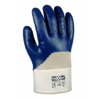 Arbeitsschutzhandschuhe Nitril 3/4-beschichtet, mit Stulpe, blau | Größen: 7 - 11<br>gemäß EN 388 - Kategorie 2