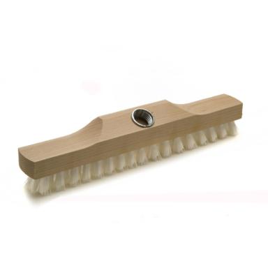 Aufnehmerschrubber 29,5 cm, Körper: Holz unlackiert, Borsten: Naturfibre, Aufnahme: Metallgewinde passender Stiel Artikel 91183, 91182 