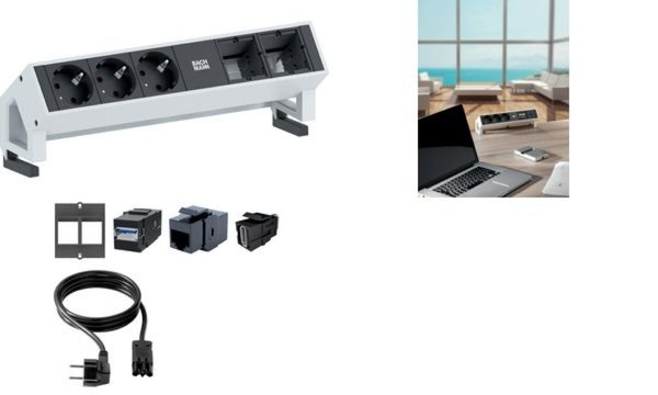 BACHMANN Steckdoseneinheit DESK 2 , 5-fach, weiß (11297143)