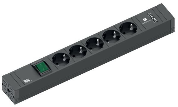 BACHMANN Steckdosenleiste 5fach 420.0021 Connect Line mit Schalter USB Charger
