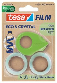 tesa Film ECO & CRYSTAL + Abroller, 19 mm x 10 m, Blister