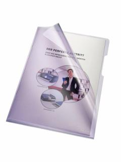 Aktenhülle, A4, PVC, 150my, lila oben und rechts offen, glatt