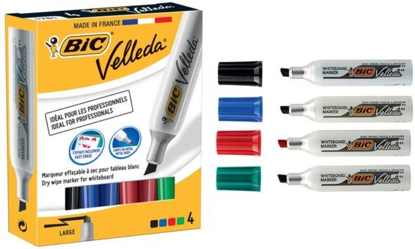 BIC Whiteboard-Marker Velleda 1781, Keilspitze, 4er Etui (331158500)