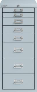 Schubladenschrank 8 Schübe mit Schloss lichtgrau