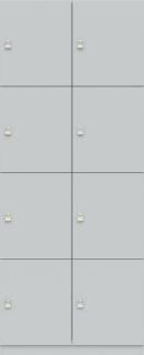 Pren Schließfachschrank, 2 Abteile je 4 Türen, weiß, H 1970