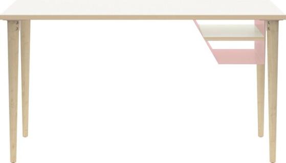 BISLEY Poise Schreibtisch verkehrsweiß rechteckig 4-Fuß-Gestell eiche 140,0 x 60,0 cm