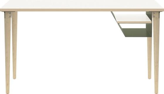 BISLEY Poise Schreibtisch verkehrsweiß rechteckig 4-Fuß-Gestell eiche 140,0 x 60,0 cm