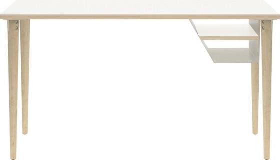 BISLEY Poise Schreibtisch verkehrsweiß rechteckig 4-Fuß-Gestell eiche 140,0 x 60,0 cm