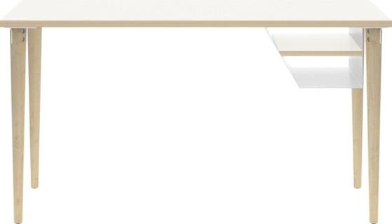 BISLEY Poise Schreibtisch verkehrsweiß rechteckig 4-Fuß-Gestell eiche 140,0 x 60,0 cm