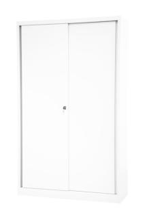 Schiebetürenschrank ECO, 4 Fachböden 5 Ordnerhöhen, verkehrsweiß