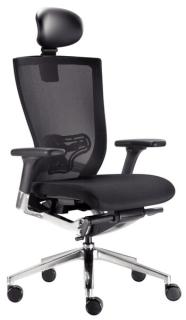 Bürodrehstuhl Xchair, schwarz, netzbespannte Rückenlehne,