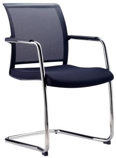 Besucherstuhl ZED, schwarz, netz- bespannte Rückenlehne, gepolsterter