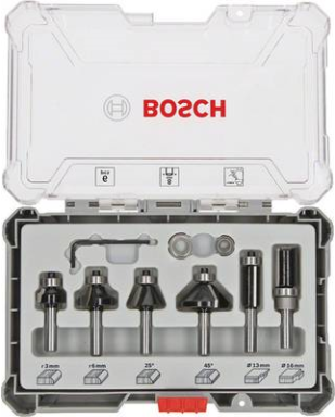 BOSCH Trim und Edging Set 6-teilig 8mm Rand- und Kantenfräser im Koffer ( 26070