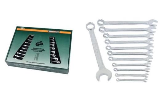 BRÜDER MANNESMANN Gabel-Ringschlüsselsatz, 12-teilig aus Chrom-Vanadium Stahl, 
