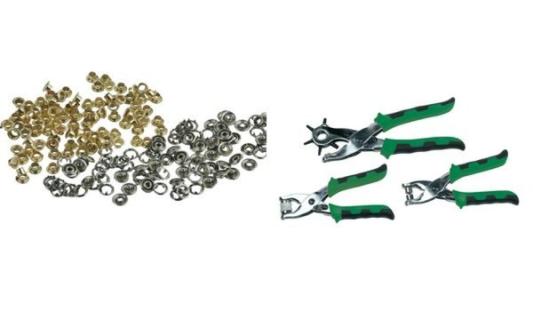 BRÜDER MANNESMANN Loch- und Ösenzangensatz, 128-teilig Revolverlochzange 210 mm