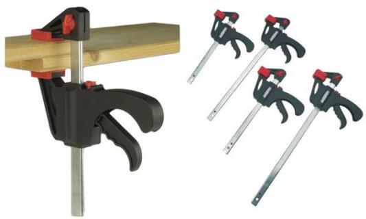 BRÜDER MANNESMANN Schnellspann-Zwingen-Satz, 4-teilig hoher Anpressdruck, gerin