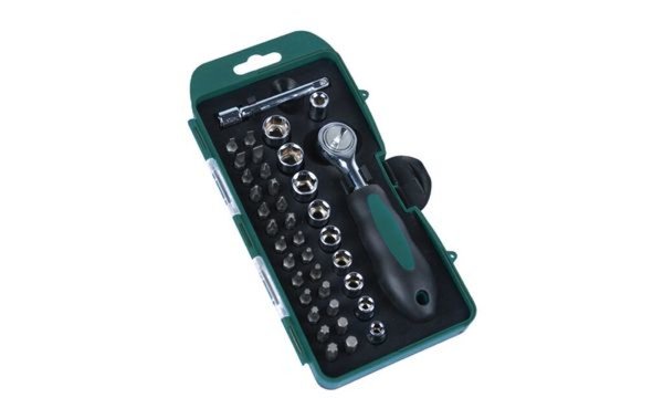 BRÜDER MANNESMANN Steckschlüssel- und Bitsatz, 38-teilig bestehend aus: 1 x Ums