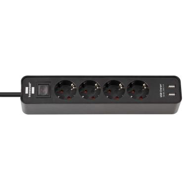 BRENNENSTUHL 1153240006 Steckdosenleiste mit Schalter 4fach Schwarz Schutzkonta