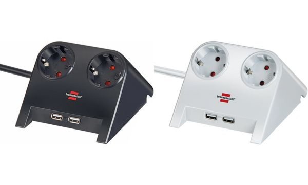 BRENNENSTUHL Tischsteckdose Brennenstuhl  2fach 2-USB Ports 2100mA weiß