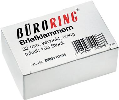 Büroring Briefklammern 32mm/100 verzinkt spitz-eckig